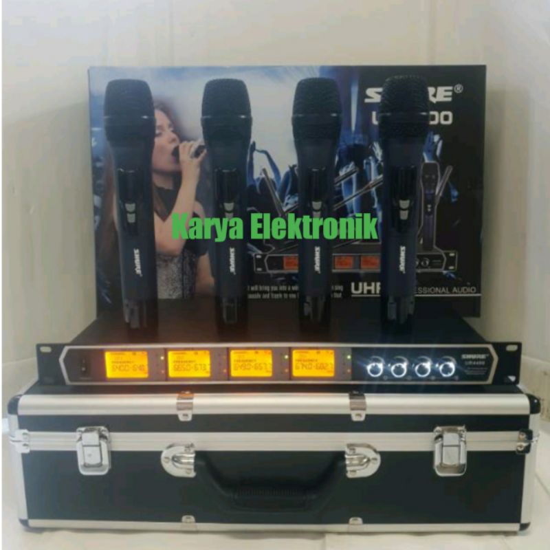 A MIC WIRELESS SHURE UR4400 MIC WIRELESS SHURE 4 MIC PEGANG UR 4400