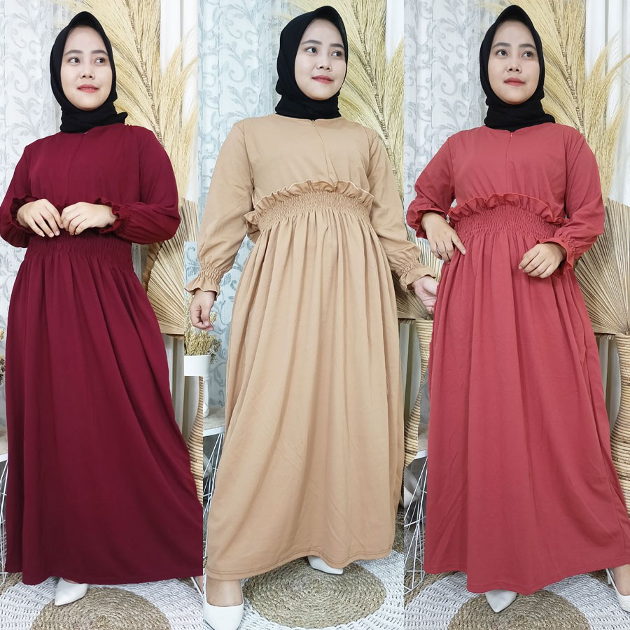 GAMIS RAYA LEIA PINGGANG KARET MAXY DRESS BUSUI WANITA GL FASHION