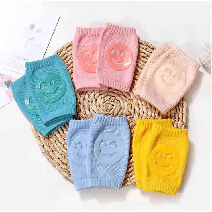 cod Pelindung Lutut Bayi Anti Slip Protector Baby Knee Pads Pelindung Lutut bayi Merangkak Baby Kneepad Motif Smile