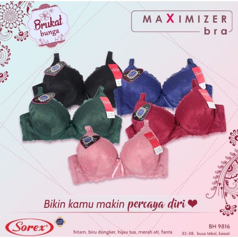 BRA BUSA TEBAL / PUSH UP BRA RENDA SOREX 9816
