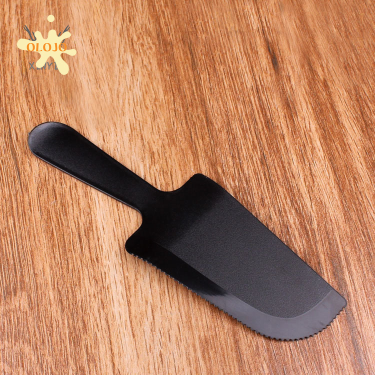 Olojo 1pc Spatula Plastik Hitam Penghalus Krim Icing Frosting