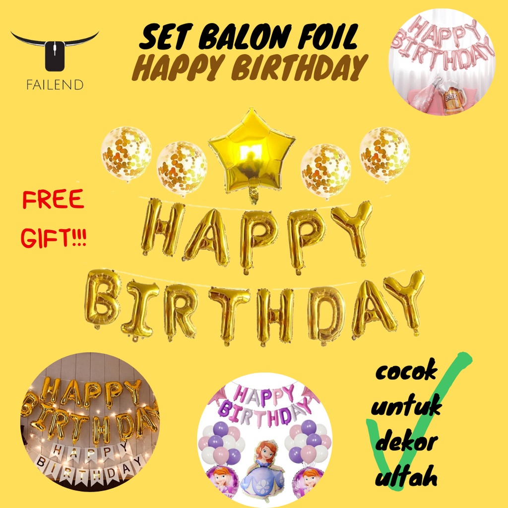 Balon Foil Happy Birthday Set Huruf Untuk Dekorasi Ulang Tahun