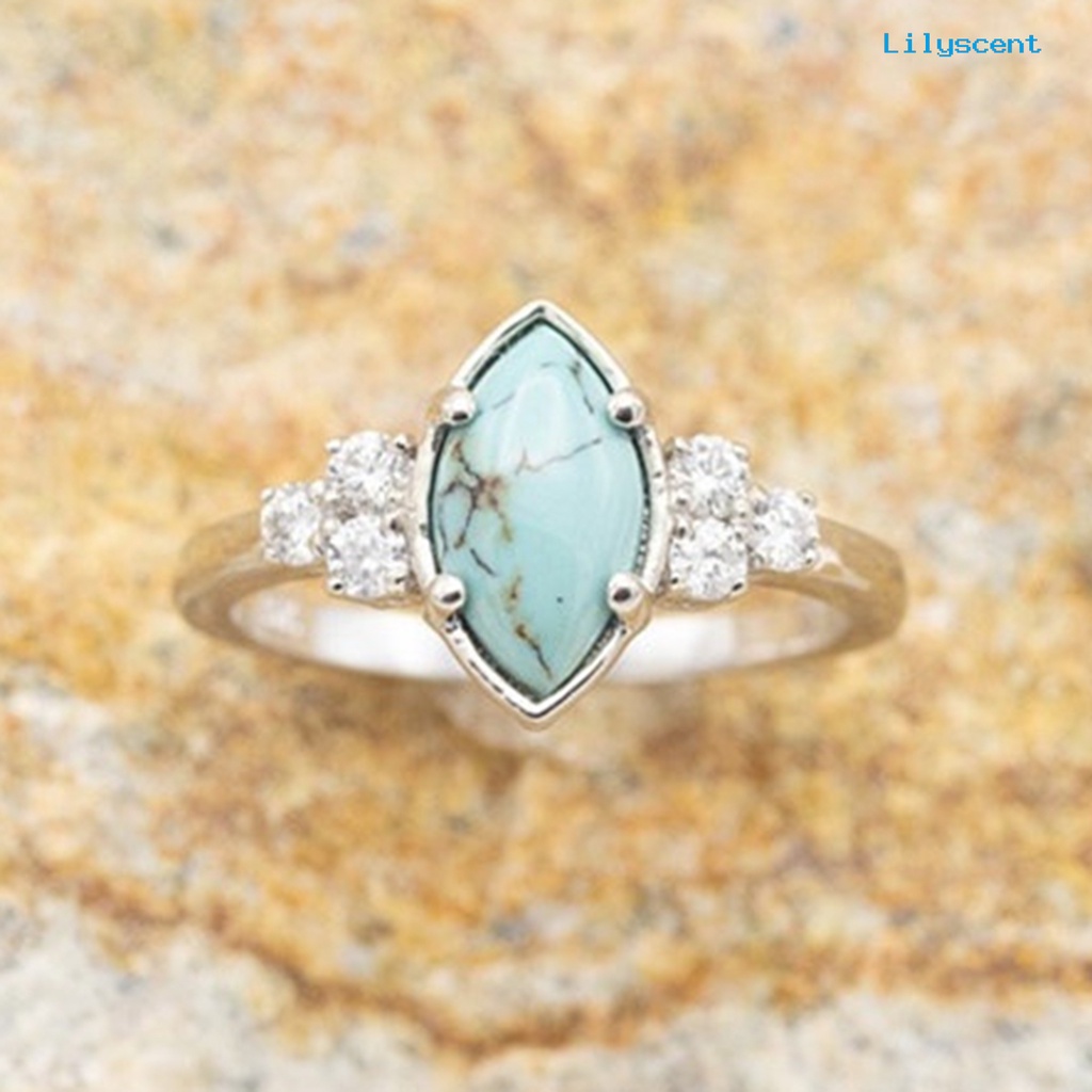 3pcs / Set Cincin Batu Turquoise Imitasi Untuk Wanita