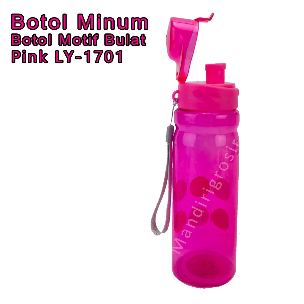 Motif Bulat Warna Pink LY-1701 * Botol minum plastik * 600 ml*