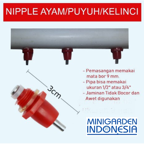 alat minum ayam puyuh kelinci otomatis P002 nepel merah nipple nepel nipel peternakan hewan ternak