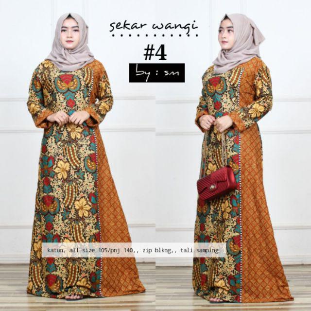 Gamis Batik Syari Seragam Wanita Sogan