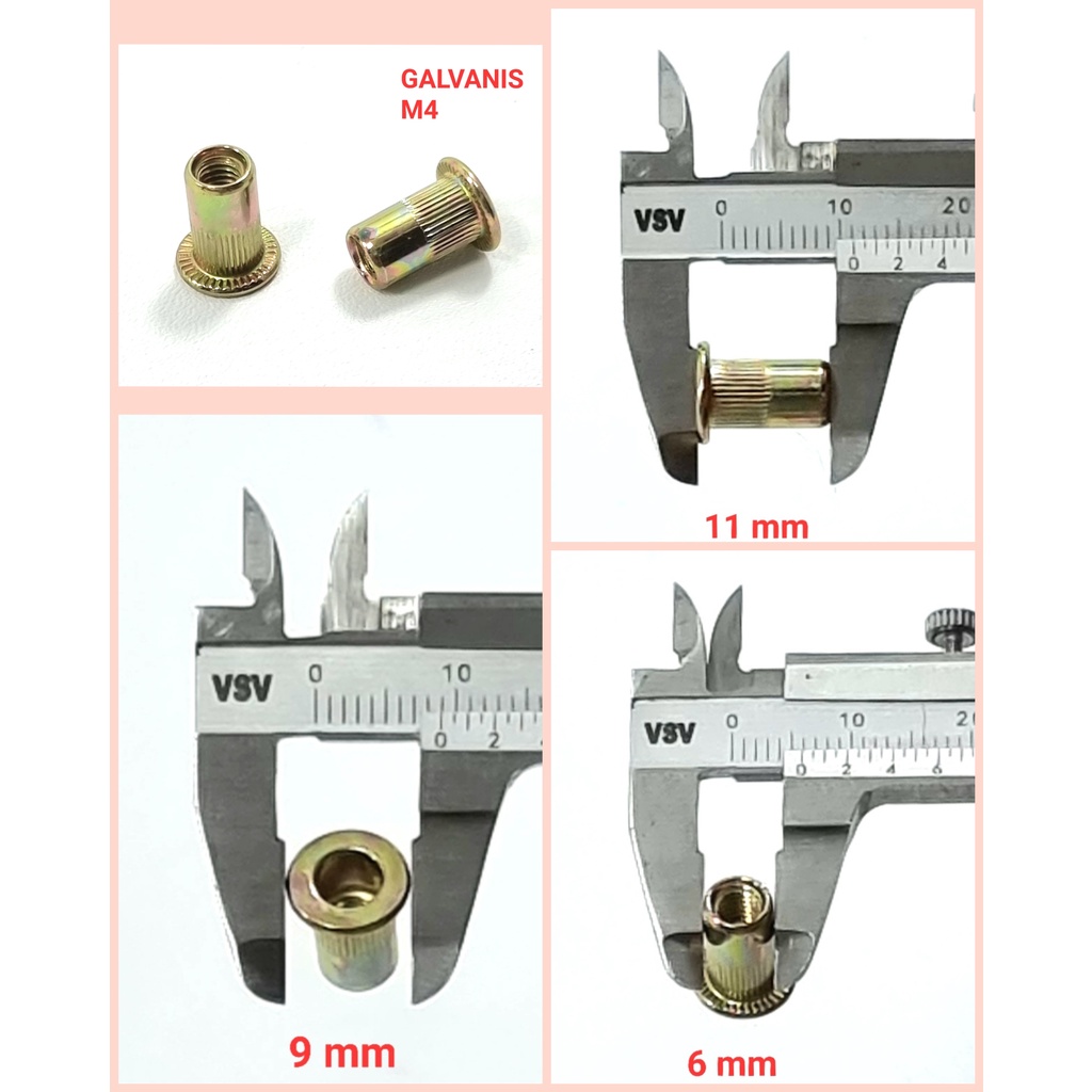 Rivet Nut M4 GALVANIS/STAINLESS STEEL/ALUMINIUM Mur Rivet Tanam Rifnut Nutsert