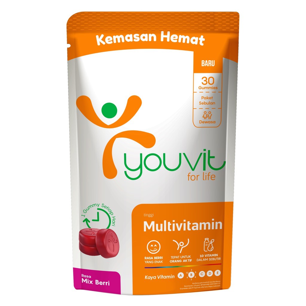 2 Pouch Youvit Multivitamin Dewasa isi 60 Gummy