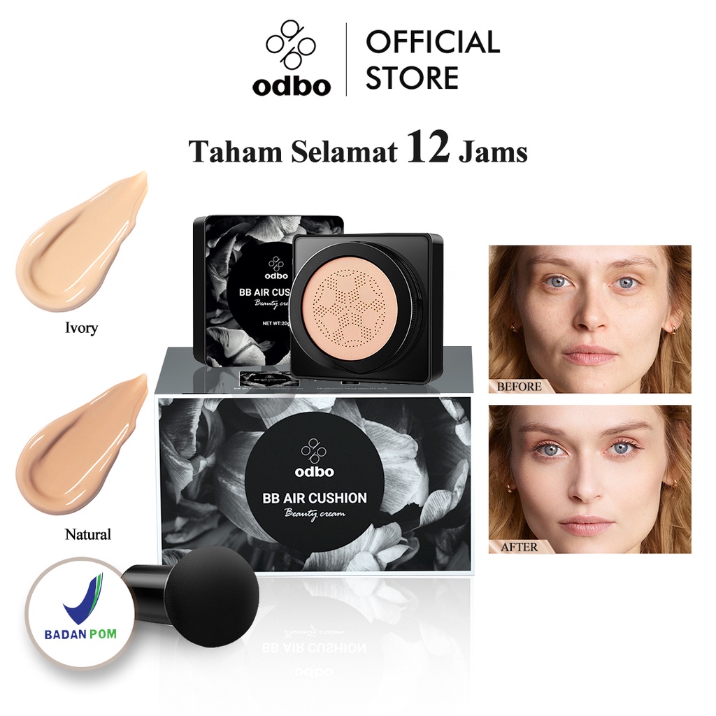 ReadyTerus- [BPOM]OdbO waterproof BB Air Cushion Foundation Tahan Selama 12 JAM Bedak Beauty Cream
