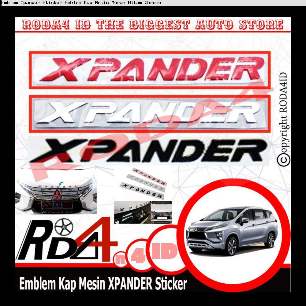 Emblem Xpander Sticker Emblem Kap Mesin Merah Hitam Chrome