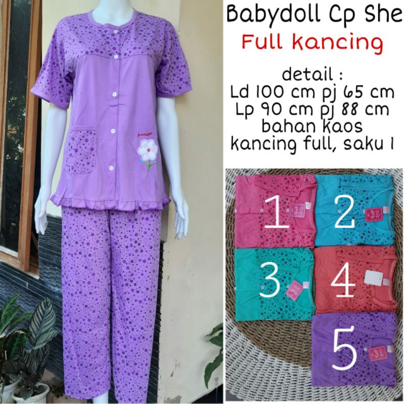 setelan baju tidur full kancing busui ibu muda menyusui