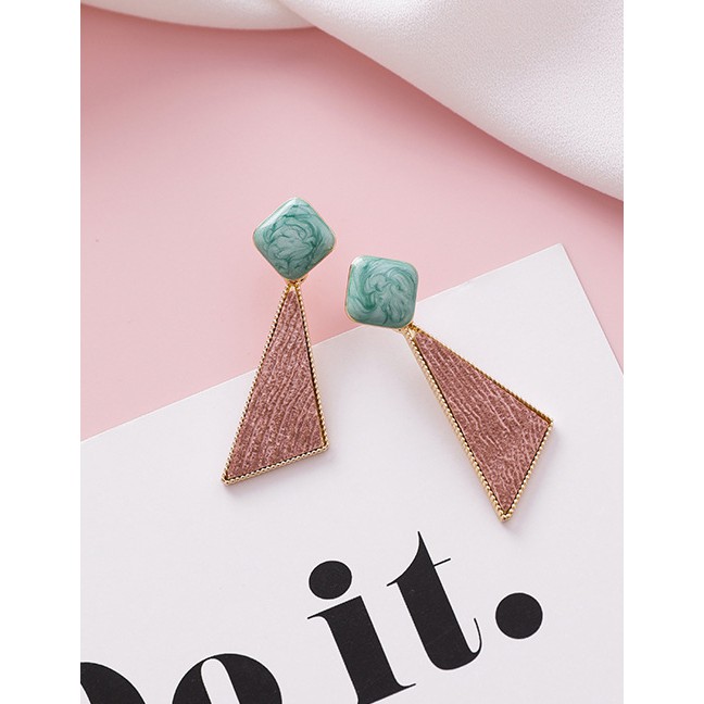 LRC Anting Tusuk Fashion Geometric Fabric Texture Square Triangle Earrings D15262