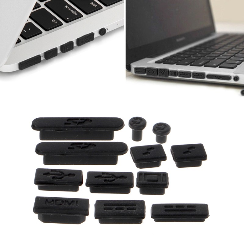 Cre 12pcs / Set Plug Stopper Silikon Anti Debu Untuk Macbook Air Pro Retina 11 &quot;13&quot; 15 &quot;