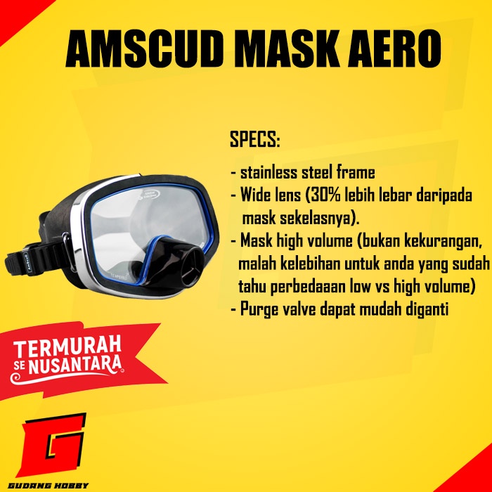Kacamata Selam / Mask Snorkeling Mask Amscud Aero / Masker Selam / Kacamata Snorkling