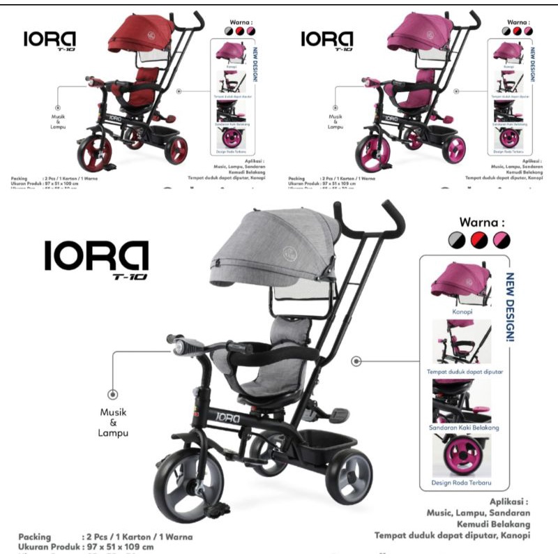 Sepeda roda tiga Iora T10, T15