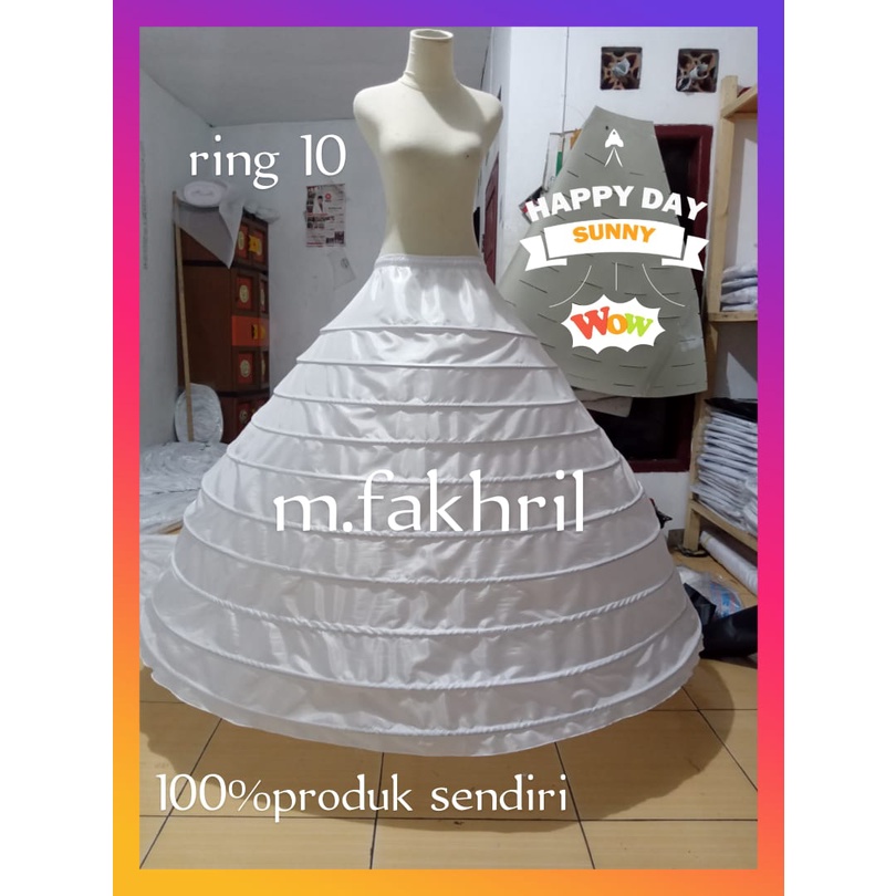 GAUN PENGANTIN PETIKUT/PERTICOAT RING 10 PLAT BAJA GRADE A PENGEMBANG GAUN DIAMETER 150-+ CM KUALITAS BAJA ORIGINAL;