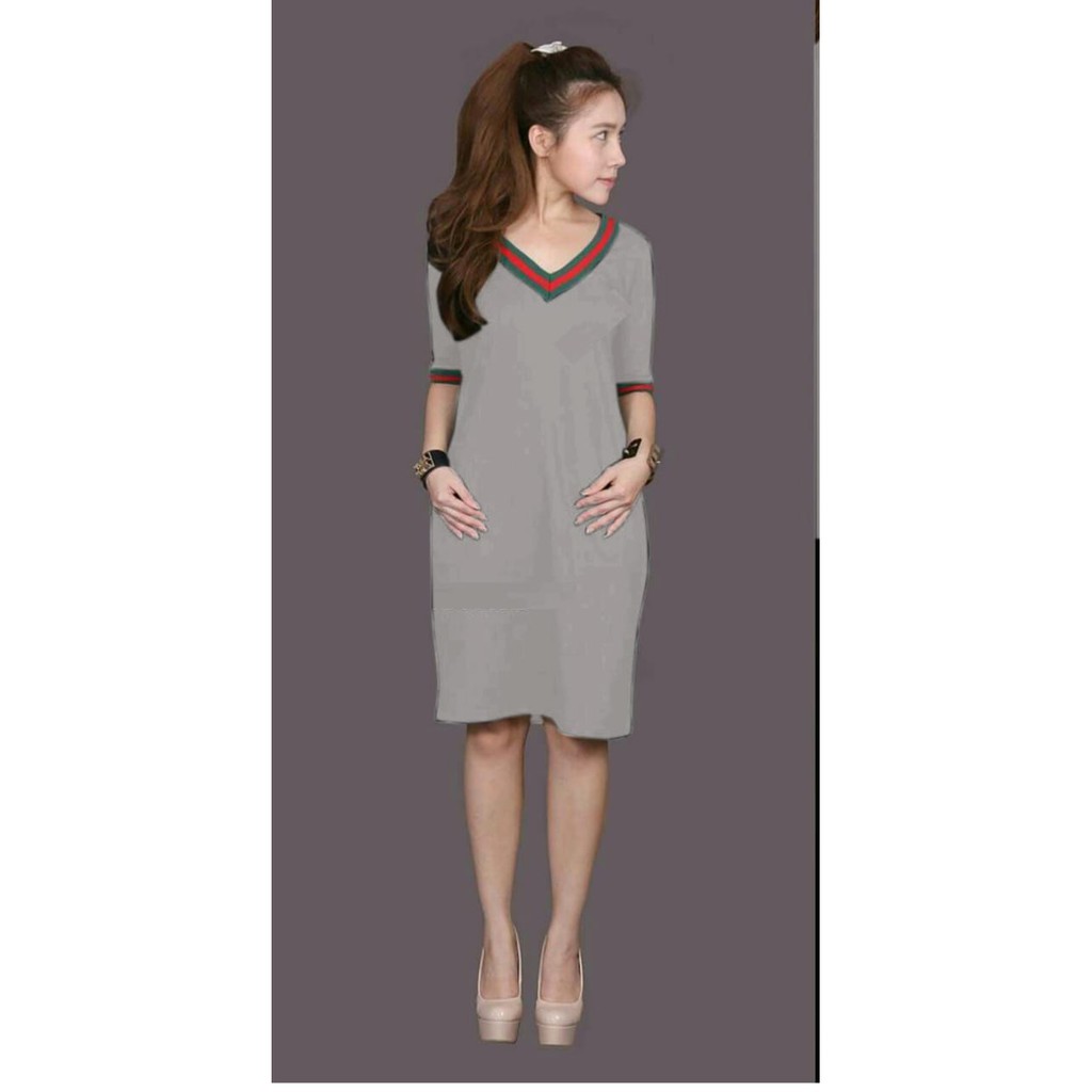 QF- DRESS V SAKU/ GUSI DRESS/ CASUAL DRESS WANITA/ TERLARIS