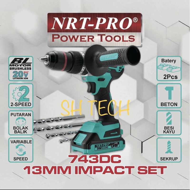 NRT PRO 743 DC 743DC IMPACT DRILL CORDLESS 13 MM BOR BATRE 13 MM