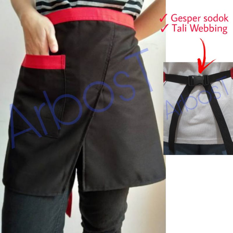 Apron Mini/Apron/Celemek Waitress/Celemek Setengah Badan/Model Sambung