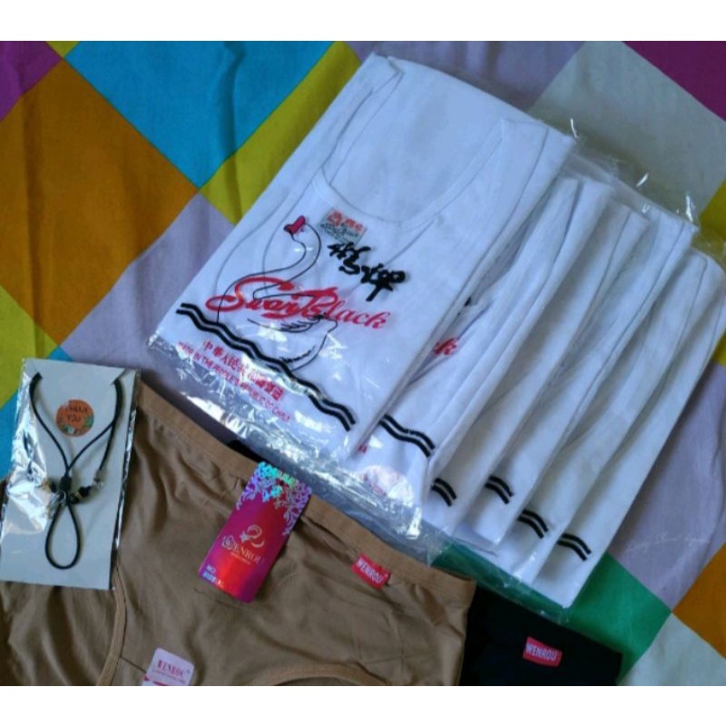 grosir swan 6 pcs singlet swan brand kaos dalam pria putih polos