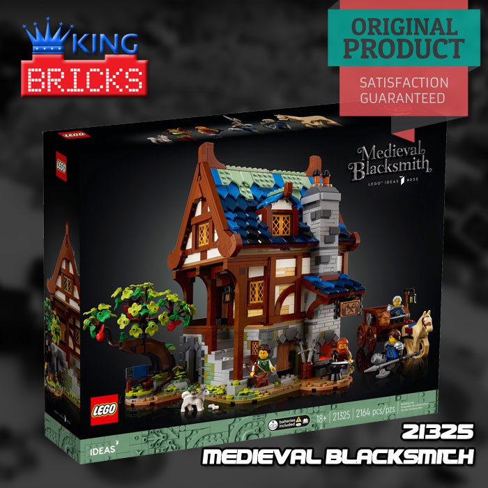 LEGO Original IDEAS 21325 Medieval Blacksmith - Mainan Anak Istana Kereta Kuda Sejarah Abad Tengah
