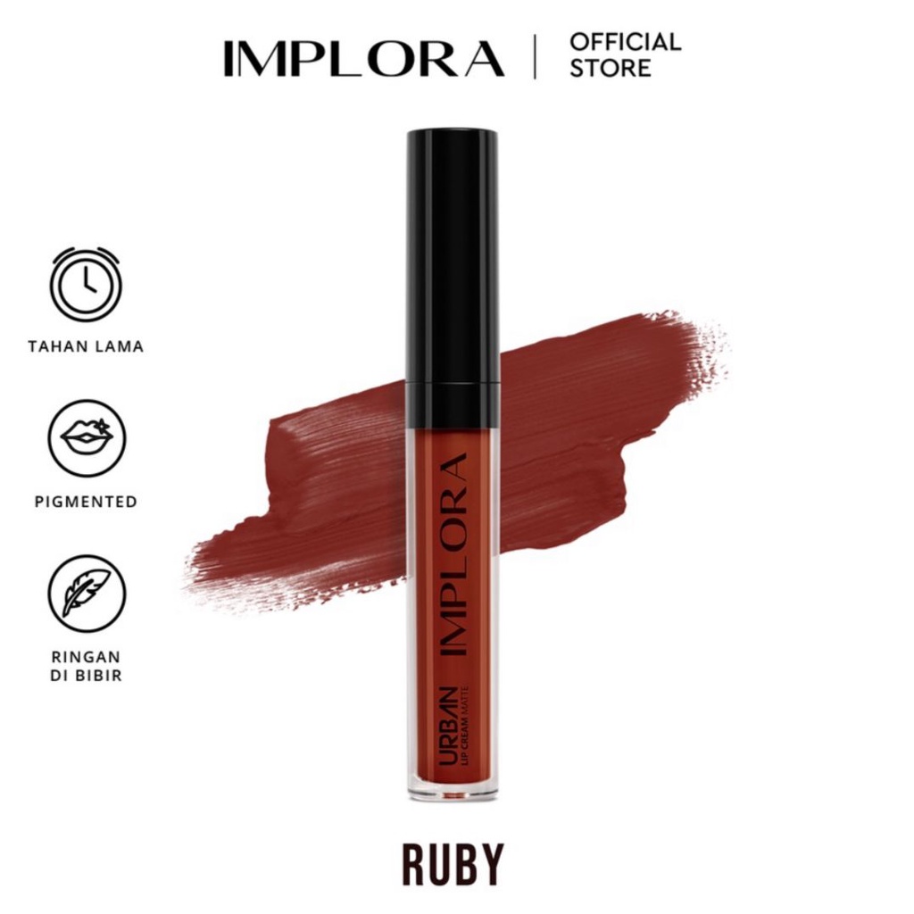 FREE BUBBLE WARP IMPLORA Urban Lip Cream Matte Original BPOM - Lipcream Surabaya-18 Ruby
