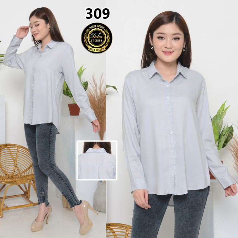 KEMEJA POLOS.KEMEJA BASIC RAYON --309-Abu