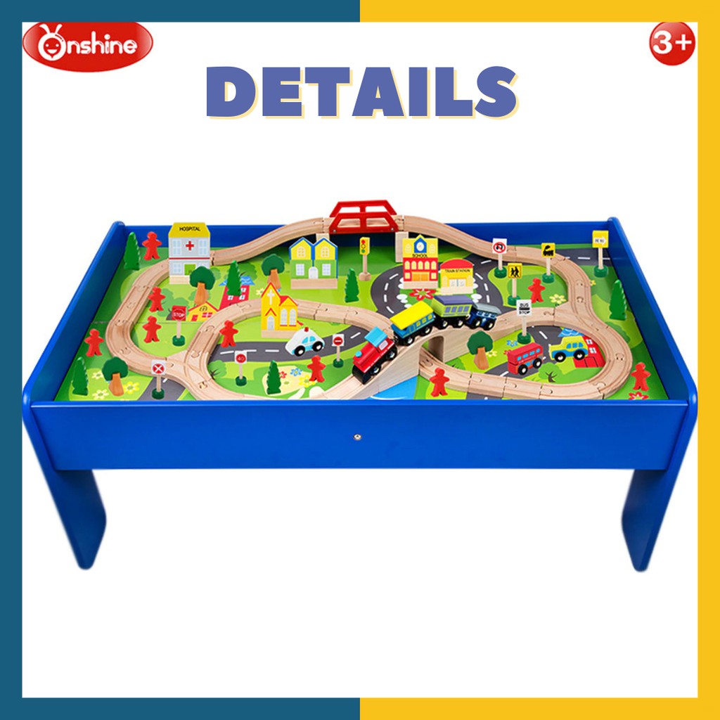 Jual ONSHINE Wooden Train Table 90 pcs 