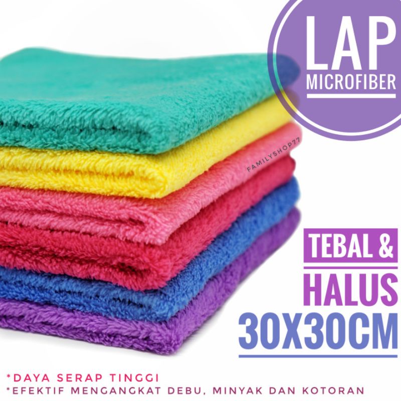 Kain Lap Microfiber / Mikrofiber Tebal Halus ( 30x30cm ) David Palmer - Lap Mobil / Motor Lap Dapur