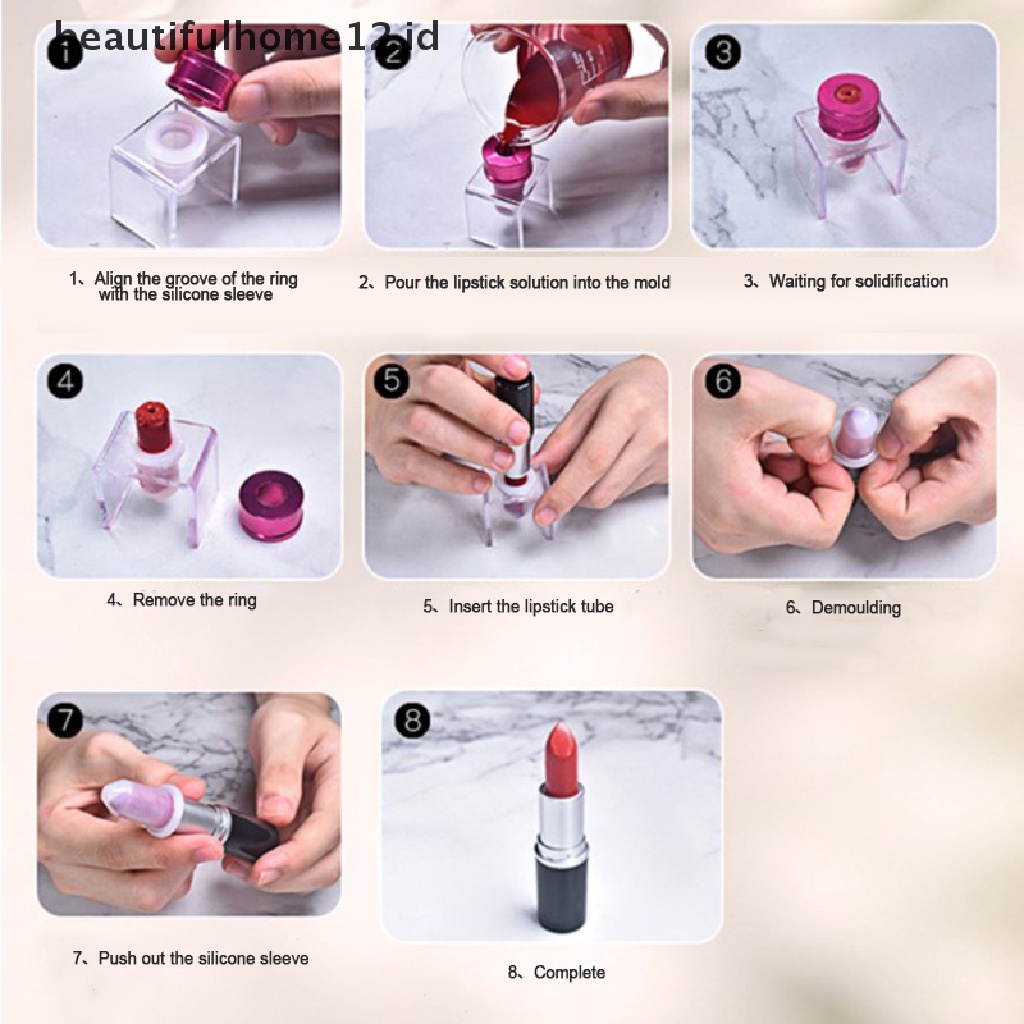 3pcs / Set Cetakan Lipstick Bahan Silikon + Aluminum Untuk Kerajinan Tangan Diy