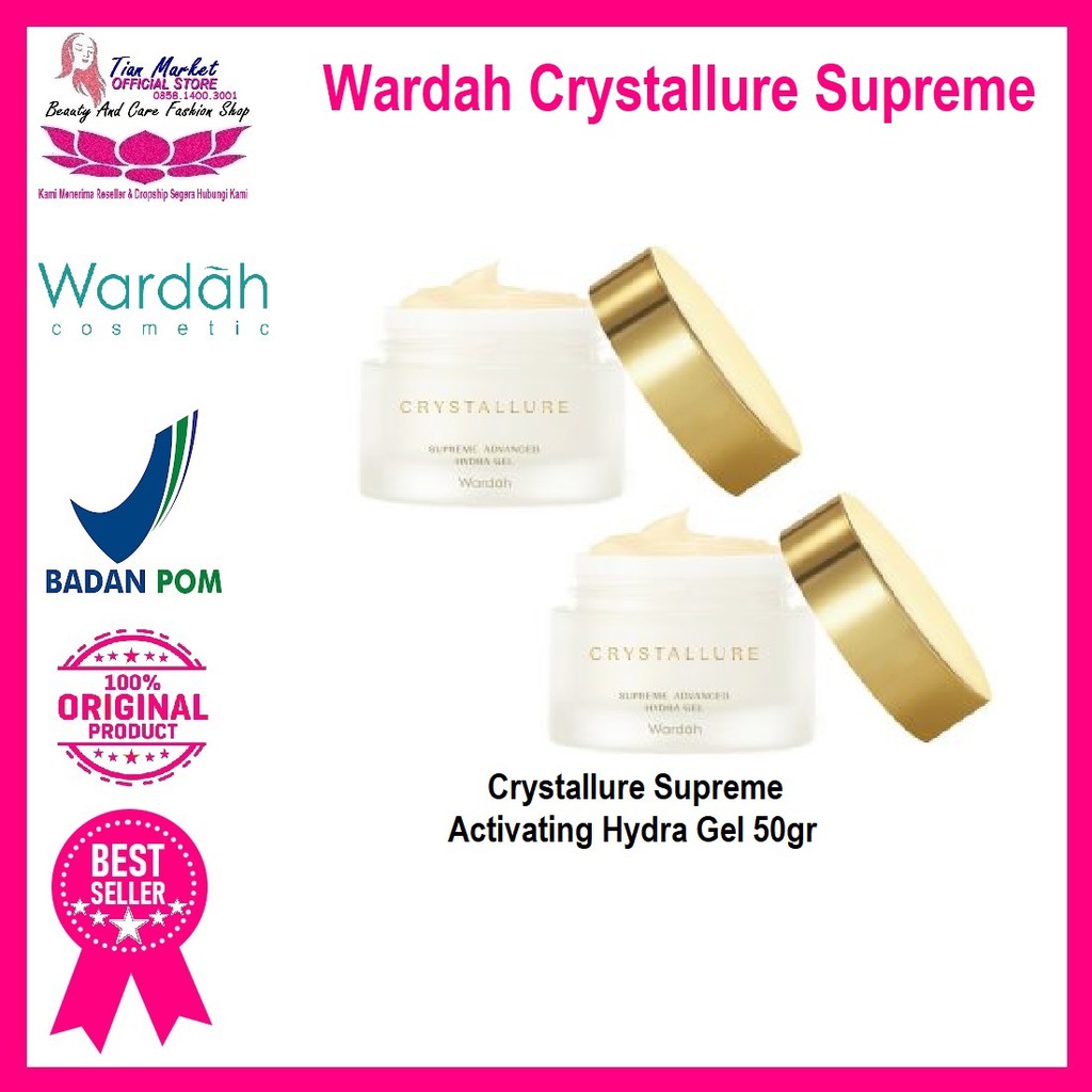 Wardah Crystallure Supreme Activating Hydra Gel 50 Gr Halal Bpom Shopee Indonesia