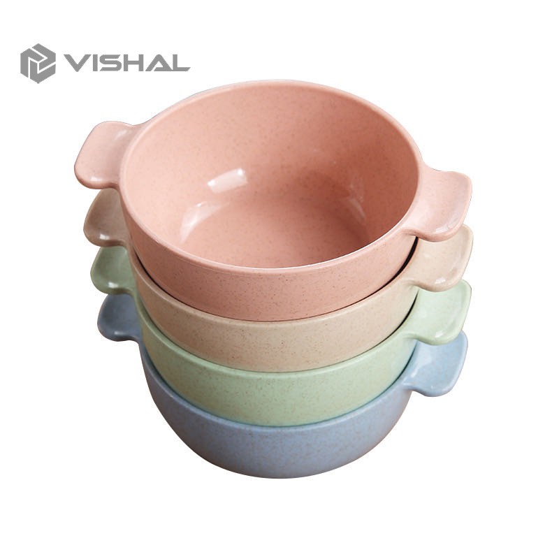 VISHAL Set Mangkuk Tempat Makan Anak - Wheat Straw Character Bowl for Toddler Mangkuk Binaural VS