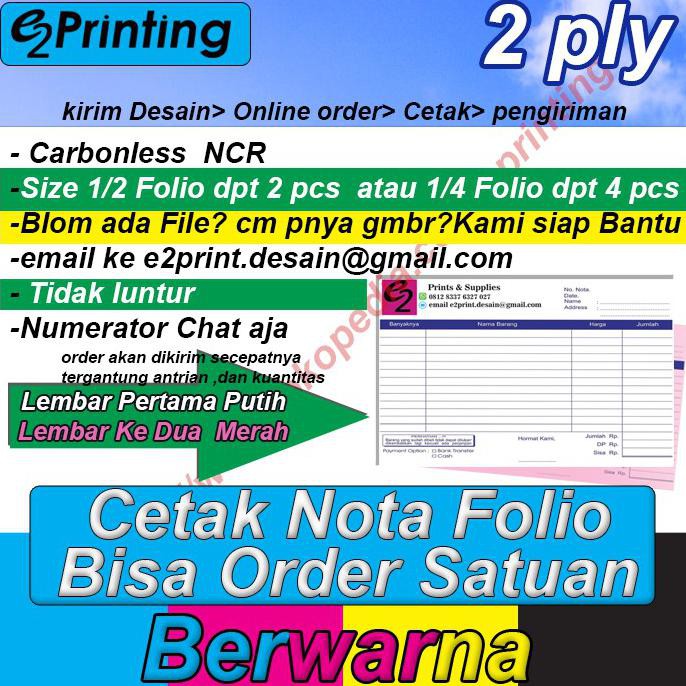

Cetak Nota bon 2ply bisa satuan CMYK Kode 1318