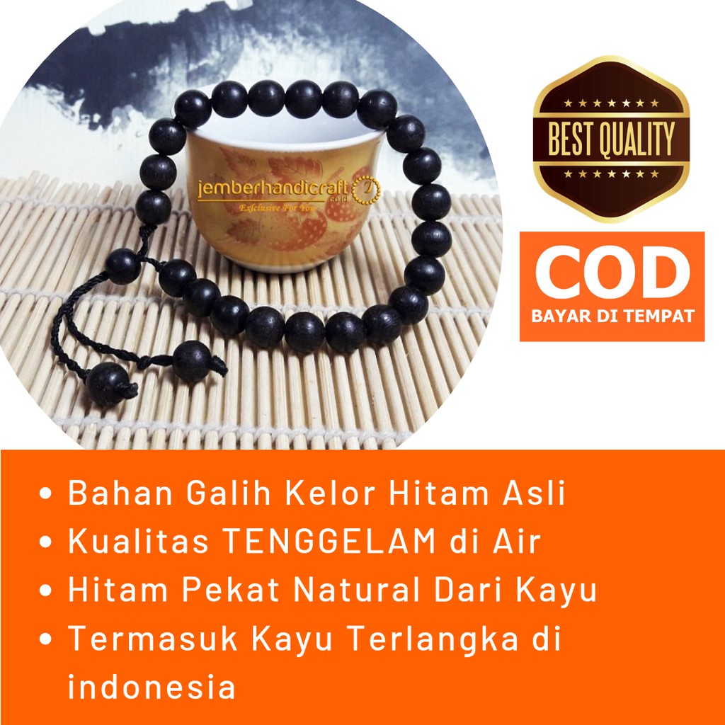 Gelang Kayu Bertuah Galih Kelor / Gelang Kelor Hitam 8mm