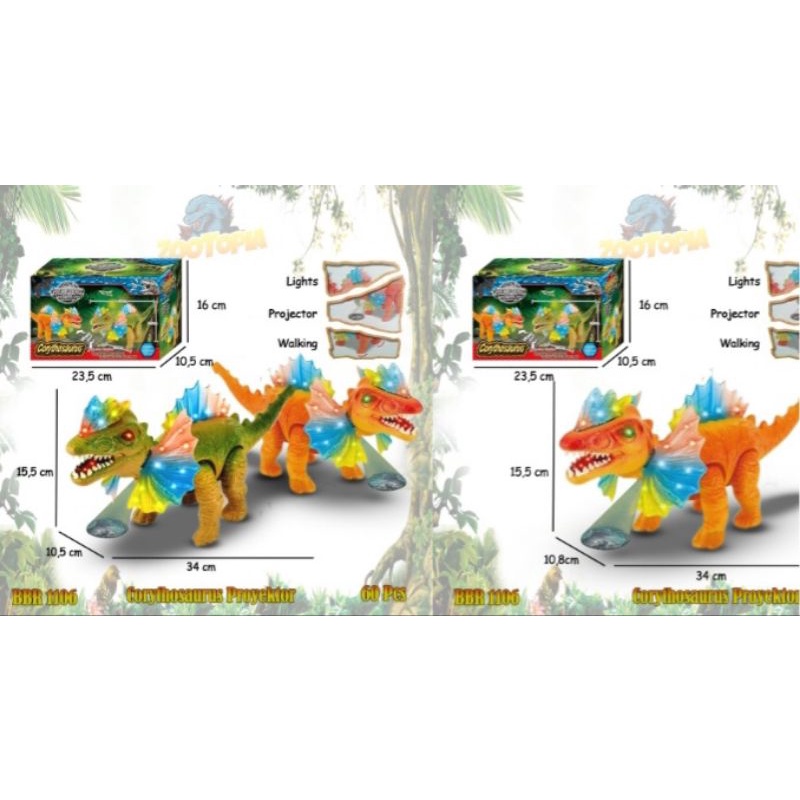 Corythosaurus Dino Dinosaurus Orange Baterai