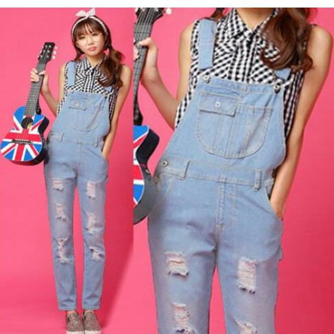 Overall / Celana Kodok Wanita / Overall Skinny Jeans / Baju Monyet /Baju terusan Sobek