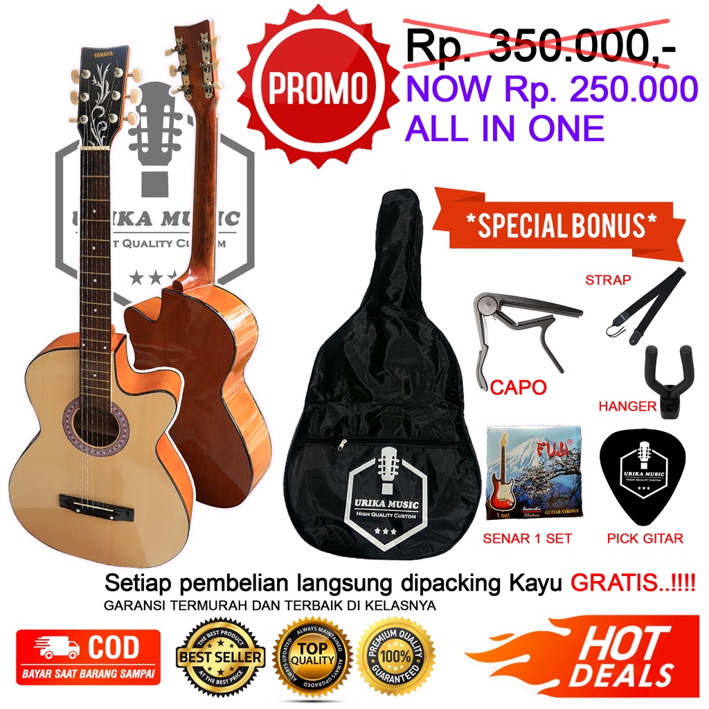 Gitar Akustik Murah untuk Pemula Warna Hitam Coklat Natural Cream