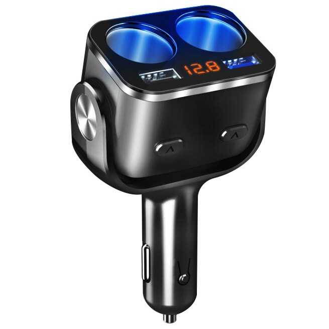 Accnic Car Charger 2 USB Port QC3 + 2 Plug LCD Display Y34Q