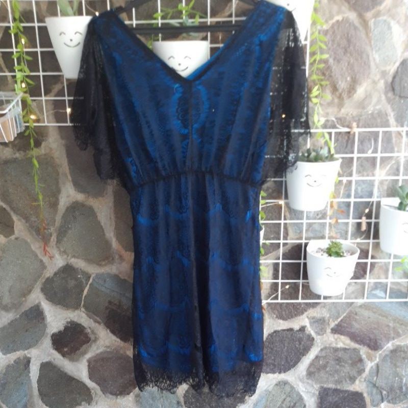 preloved mini dress seksi brokat hitam
