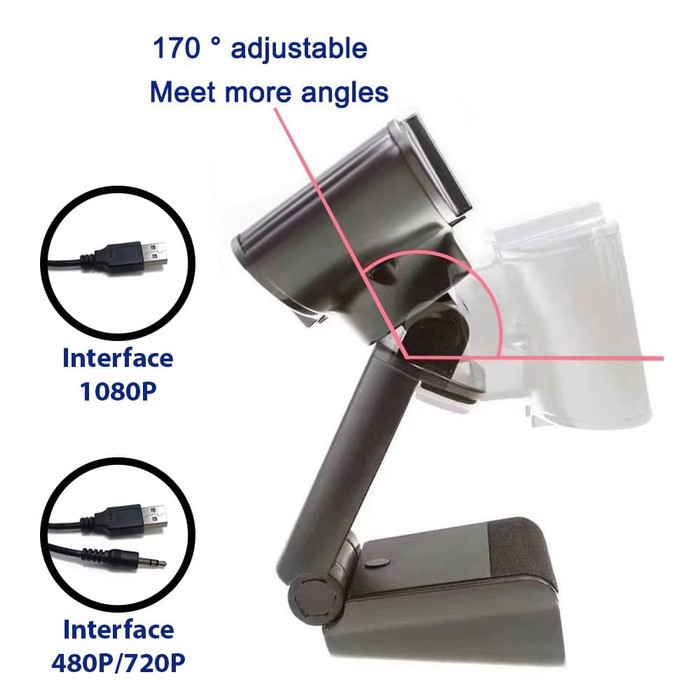 Webcam USB Kamera Microphone Built-In HD FHD Untuk PC Komputer