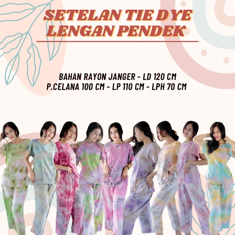 Setelan Tie Dye Lengan Pendek
