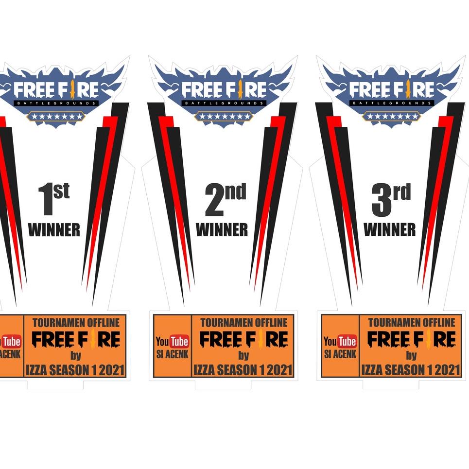 Serba Murah⁂ 9APNB 1 Set FREE FIRE/Piala/Trophy/Plakat/Bahan akrilik 3mm/free desain trophy/free rub