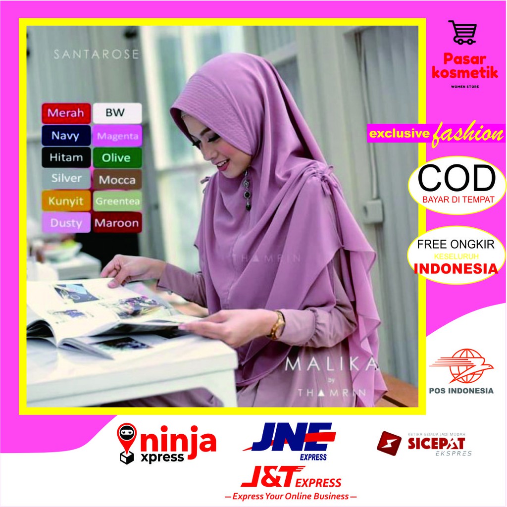 Hijab Jilbab Instan Khimar Malika Syari dua Layer Jumbo Termurah hijab dua layer terbaru hijab murah
