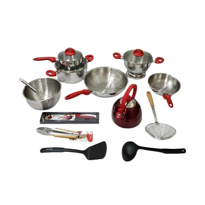 Panci Set Supra 18Pcs - Stainless Steel Body Cookware Set [ORIGINAL]