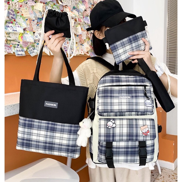 SG1837 Syafniegalery ransel import 5in1 tas sekolah