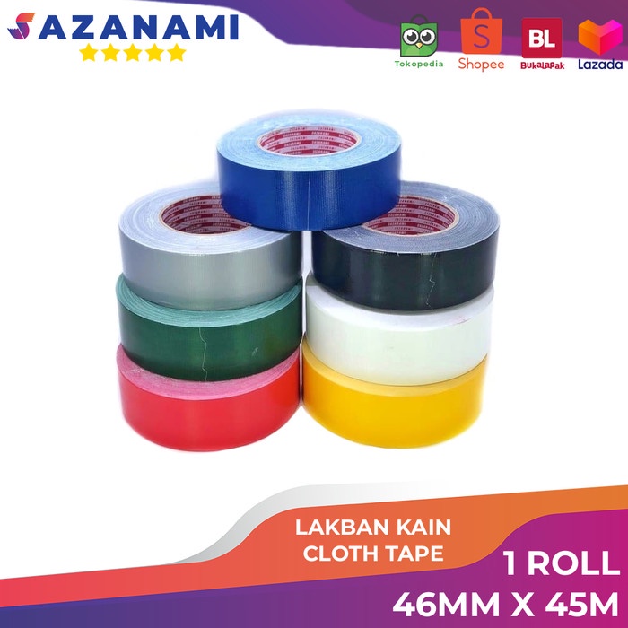 

lakban kain Hitam 2" Inch x 45m Sazanami Cloth Tape Warna 48mm Jumbo - Merah