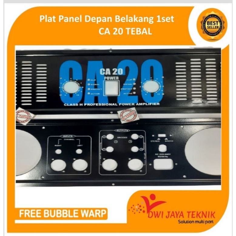 Plat Panel Power Amplifier Stereo CA 20 Depan Belakang
