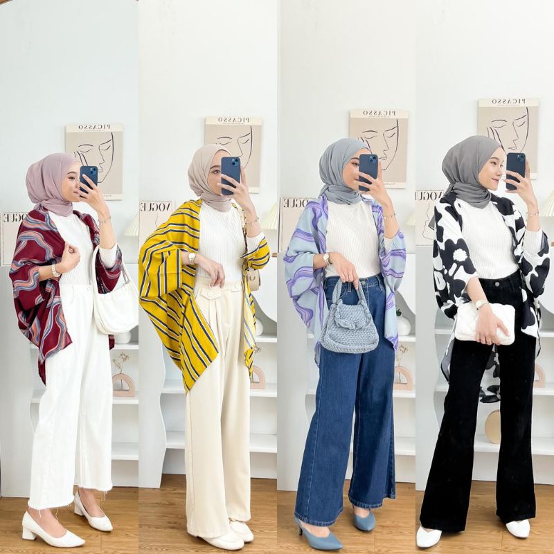 Outer Scraft Kardigan Polos Motif Bahan Rayon Premium
