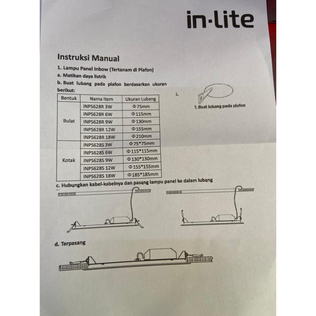 INLITE Lampu Downlight LED 18W Inbow Lampu Panel Bulat INLITE INPS628R