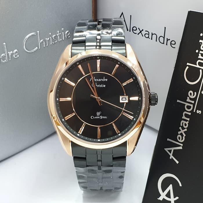 Alexandre Christie AC8578 Black Rosegold Original Jam Pria Alexandre Christie AC 8578